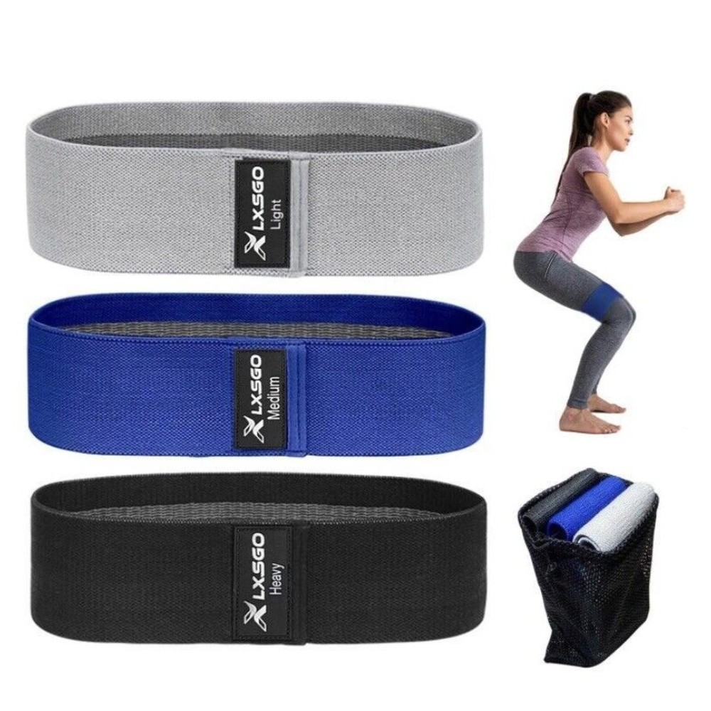 Fabric Resistance Bands Set - 3 Booty Bands Workout Exercise Bands